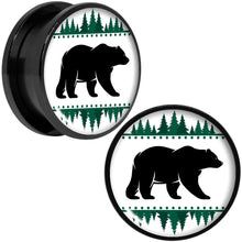 Load image into Gallery viewer, Winter Polar Bear in Woods Black Screw Fit Plug Set Sizes 5mm to 20mm