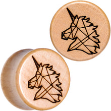 Load image into Gallery viewer, Organic Beechwood Geometric Unicorn Saddle Plug Set 0G to 25mm