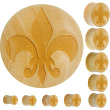 Load image into Gallery viewer, Organic Crocodile Wood Fleur de Lis Saddle Plug
