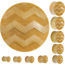 Load image into Gallery viewer, Organic Crocodile Wood Chevron Pattern Saddle Plug