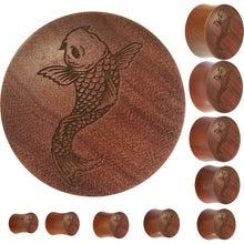 Load image into Gallery viewer, Organic Sawo Wood Koi Fish Saddle Plug