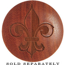 Load image into Gallery viewer, Organic Sawo Wood Fleur de Lis 50-50 Saddle Plug