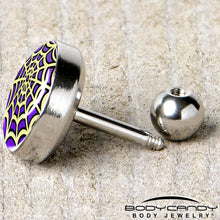 Load image into Gallery viewer, 16G 1/4 Two Tone Spider Web Tragus Cartilage Earring by Onyx O