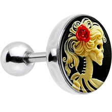 Load image into Gallery viewer, 16G Red Rose Flower Skeleton Cameo Tragus Cartilage Earring