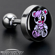 Load image into Gallery viewer, 16G 1/4 Attitude Teddy Bear Tragus Cartilage Earring by Onyx O