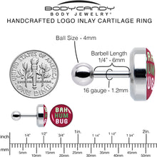 Load image into Gallery viewer, 16G 1/4 Bah Humbug Holiday Grouch Tragus Cartilage Earring by Onyx O