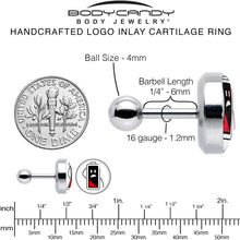 Load image into Gallery viewer, 16G 1/4 Battery Empty Cartilage Tragus Earring by Onyx O