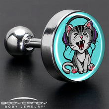 Load image into Gallery viewer, 16G 1/4 Heavy Metal Kitty Cat Tragus Cartilage Earring by Onyx O
