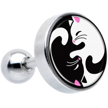 Load image into Gallery viewer, 16G 1/4 Cute Kitty Cat Yin Yang Cartilage Tragus Earring by Onyx O