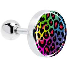 Load image into Gallery viewer, 16G 1/4 Rainbow Cheetah Print Cartilage Tragus Earring by Onyx O