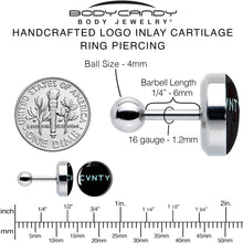 Load image into Gallery viewer, 16G 1/4 Phrase Logo CVNTY Tragus Cartilage Earring by Onyx O
