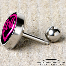 Load image into Gallery viewer, 16G 1/4 Hollow Heart Doll Word Tragus Cartilage Earring by Onyx O