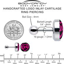 Load image into Gallery viewer, 16G 1/4 Hollow Heart Doll Word Tragus Cartilage Earring by Onyx O
