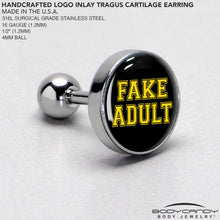 Load image into Gallery viewer, 16G 1/4 Black Yellow Fake Adult Tragus Cartilage Earring by Onyx O