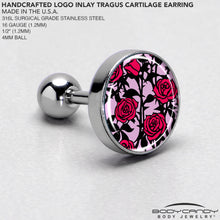 Load image into Gallery viewer, 16G 1/4 Blossom Creation Floral Love of Roses Cartilage Earring by Onyx O