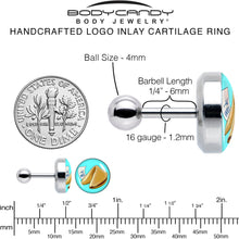 Load image into Gallery viewer, 16G 1/4 Fortune Cookie Cartilage Tragus Earring by Onyx O