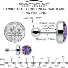 Load image into Gallery viewer, 16G 1/4 Funky Swirls Cartilage Tragus Earring by Onyx O