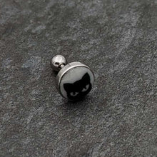 Load image into Gallery viewer, 16G Glow in the Dark Peeking Black Cat Tragus Cartilage Earring by Onyx O