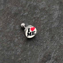 Load image into Gallery viewer, 16G 1/4 Glow in the Dark I Love Me Cartilage Tragus Earring