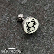 Load image into Gallery viewer, 16G 1/4 Glow in the Dark Kitty Cat Tragus Cartilage Earring by Onyx O