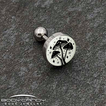 Load image into Gallery viewer, 16G 1/4 Glow in the Dark Mystic Mushroom Tragus Cartilage Earring by Onyx O