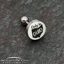 Load image into Gallery viewer, 16G 1/4 Glow in the Dark Only in Ohio Tragus Cartilage Earring by Onyx O