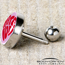 Load image into Gallery viewer, 16G 1/4 Retro Text Hate You Tragus Cartilage Earring by Onyx O