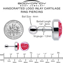Load image into Gallery viewer, 16G 1/4 Retro Text Hate You Tragus Cartilage Earring by Onyx O