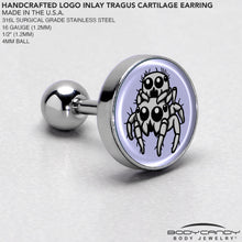 Load image into Gallery viewer, Leaping Leapfrog Spiders Tragus Cartilage Earring by Onyx O