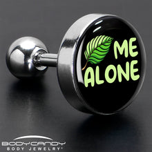Load image into Gallery viewer, 16G 1/4 Black Green Leaf Me Alone Tragus Cartilage Earring by Onyx O