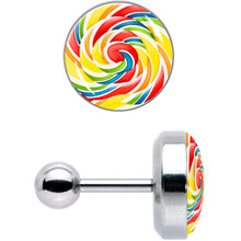 Load image into Gallery viewer, 16G 1/4 Rainbow Swirl Lollipop Cartilage Tragus Earring by Onyx O