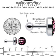 Load image into Gallery viewer, 16G 1/4 Love That 4 You Cartilage Tragus Earring by Onyx O