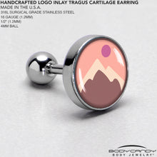 Load image into Gallery viewer, 16G 1/4 Mountain Sunrise Tragus Cartilage Earring by Onyx O