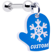 Load image into Gallery viewer, Custom Holiday Mitten Personalized Dangle Barbell Cartilage Earring