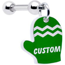 Load image into Gallery viewer, Custom Holiday Mitten Personalized Dangle Barbell Cartilage Earring