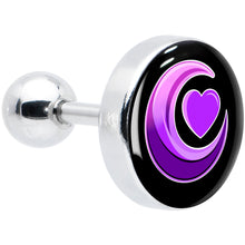 Load image into Gallery viewer, 16G 1/4 Crescent Moon Heart Tragus Cartilage Earring by Onyx O