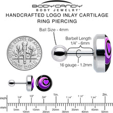 Load image into Gallery viewer, 16G 1/4 Crescent Moon Heart Tragus Cartilage Earring by Onyx O