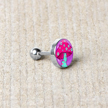 Load image into Gallery viewer, 16G 1/4 Funky Floral Mushroom Cartilage Tragus Earring by Onyx O