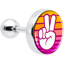 Load image into Gallery viewer, 16G 1/4 Retro Stripes Peace Sign Fingers Cartilage Tragus Earring by Onyx O
