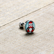 Load image into Gallery viewer, 16G 1/4 Snowfall Holiday Penguin Tragus Cartilage Earring by Onyx O