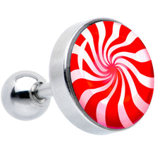 Load image into Gallery viewer, 16G 1/4 Holiday Peppermint Candy Tragus Cartilage Earring