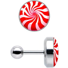 Load image into Gallery viewer, 16G 1/4 Holiday Peppermint Candy Tragus Cartilage Earring