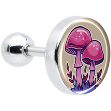 Load image into Gallery viewer, 16G 1/4 Artist Drawn Pink Mushrooms Tragus Cartilage Earring by Onyx O