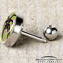 Load image into Gallery viewer, 16G 1/4 Psychedelic Spider Tragus Cartilage Earring by Onyx O