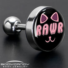Load image into Gallery viewer, 16G 1/4 RAWR Kittly Cat Tragus Cartilage Earring by Onyx O