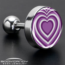 Load image into Gallery viewer, 16G 1/4 Purple Retro Heart Tragus Cartilage Earring by Onyx O