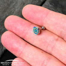 Load image into Gallery viewer, 16G 1/4 Rainbow Retro Heart Tragus Cartilage Earring by Onyx O