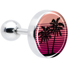 Load image into Gallery viewer, 16G 1/4 Palm Tree Retro Sunset Tragus Cartilage Earring by Onyx O