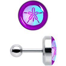 Load image into Gallery viewer, 16G 1/4 Purple Nautical Sand Dollar Cartilage Tragus Earring by Onyx O