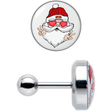 Load image into Gallery viewer, 16G 1/4 Christmas Peace Love Santa Tragus Cartilage Earring by Onyx O